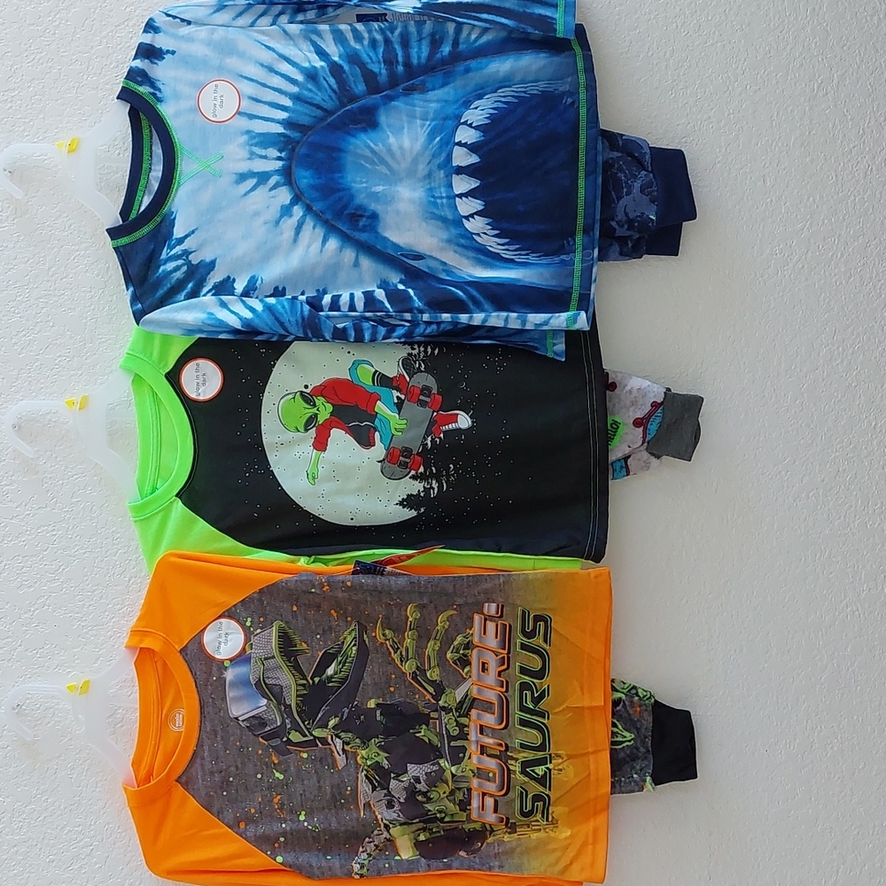 Kids Dinosaur, Alien, and Shark Pajama Set